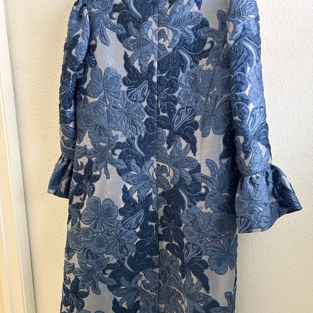 Teri Jon Blue Floral Long Sleeve Dress